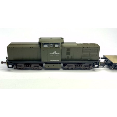 AUSVERKAUFT Diesellok V100 DR Lok 3 NVA Set 3 SPW60 auf Schwerlastwagen Roco
